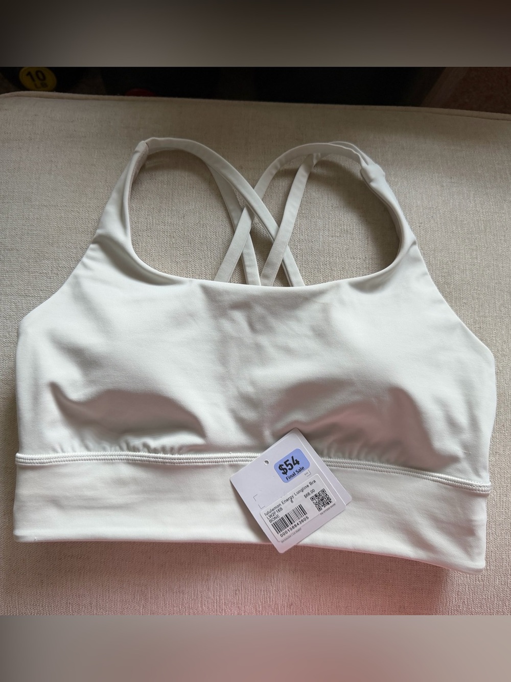 lululemon energy longline Crisscross Back Sports Bra in Bone